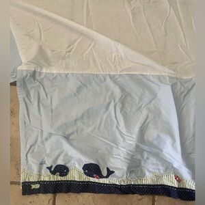 Pottery Barn Kids Crib Skirt- Light Blue Whale/Fish Border-Adorable!